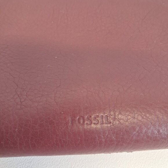 Fossil Zip Around Burgundy Marron Leather Wallet - Picture 5 of 12
